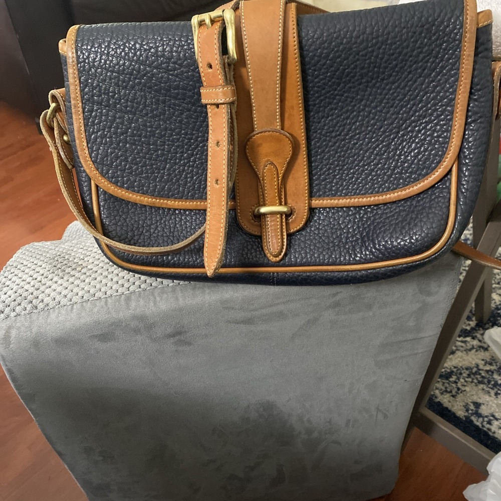 Vintage Dooney and Bourke Purse Lg.‎ Navy Over & Under Equestrian Crossbody